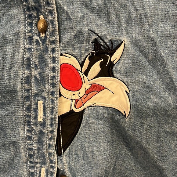 Vintage Looney Tunes Denim Button Down - Picture 3 of 5